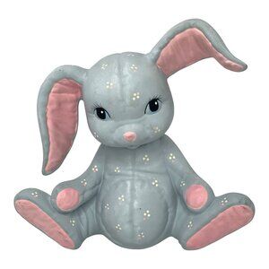 Vintage Kimple Mold Quilted Patch Easter Bunny Rabbit Ceramic Figurine Decor